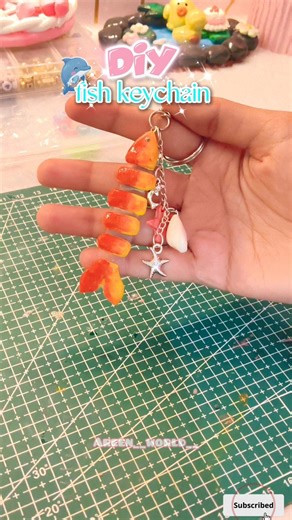 DIY fishbone keychain 🐟 💖#diycraft#keychain#handmade#aesthetic#clayart#trending#viral#fyp#shorts #yt