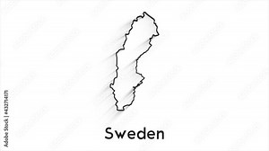 Sweden Map Showing Up Intro By Regions 4k animated Sweden map intro background with countries appearing and fading one by one and camera movement