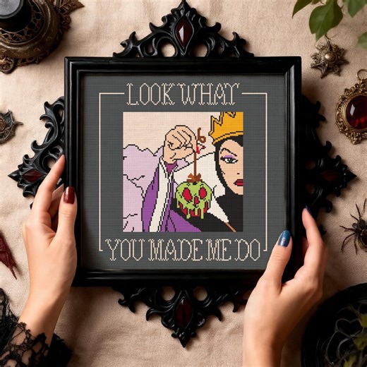 Snow White Evil Queen Cross Stitch Pattern Instant PDF Download, Villain Cross Stitch Disney Cross Stitch Pattern, Look Whate You Made Me Do - Etsy