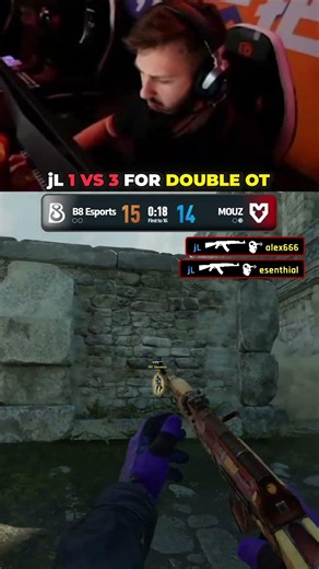 jL 1 VS 3 FOR DOUBLE OVERTIME #cs2 #csgo #jlcs2 #counterstrike #mouz #gaming