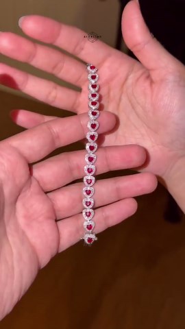 Moissanite Heart Tennis Bracelet 7" Iced Sparkly Red Ruby Heart Bracelet Gift for Her Pass Diamond Tester Solid 925 Sterling Silver Jewelry - Etsy