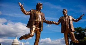 Statue of Trump and Epstein Holding Hands Returns to National Mall