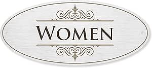 Amazon.com: SmartSign Women Designer Restroom Sign for Door, 3M Adhesive Backing & Pre-Drilled Holes, 3.5 x 8 inch, Vintage Decor Bathroom Sign For Women, Matte Finish, 32 mil Anodized Aluminum, Made in USA : Home & Kitchen