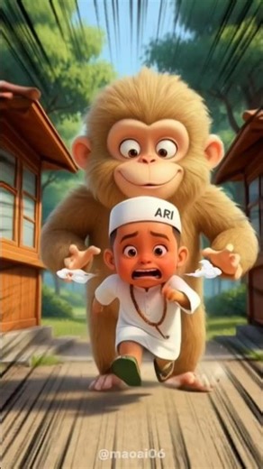 The monkey runs. #ai #animation #funny #shorts