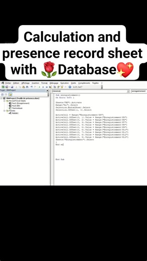 Calculation and presence record sheet with Database. #excel #Excel #msexcelformulas | 𝐁𝐂𝐒 & 𝐉𝐨𝐛𝐬 𝐐𝐮𝐞𝐬𝐭𝐢𝐨𝐧 & 𝐒𝐨𝐥𝐮𝐭𝐢𝐨𝐧