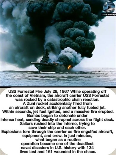 USS forrestal fire at sea 🔥