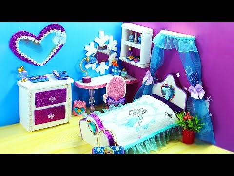 DIY Miniature Frozen Dollhouse Bedroom for Disney's Elsa - How to Make Miniature Room for Elsa