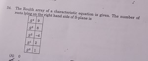 Given the Routh array for a characteristic equation:| Power  ... | Filo