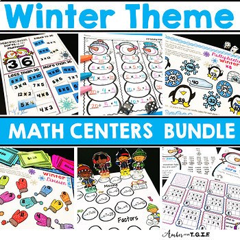 3rd Grade Winter Math Games Centers Multiplication & Division Practice Activity