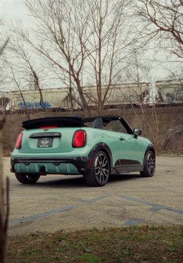 Hard not to fall for this one 😮‍💨💙 The Ocean Wave Green MINI JCW Convertible brings bold color, open-top fun, and serious JCW attitude all in one irresistible package. Love at first drive. 😎 - #minicooperworld #miniofstlouis #minicooperpassion #minijcwconvertible #minijcw