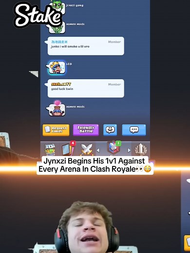 Jynxzi Begins His 1v1 Against Every Arena In Clash Royale👀😳 #jynxzi #jynxziclips #jynxzifunnymoments #jynxzirage #viralvideos #fyp #clashroyale @jynxziontwitch