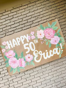 Custom Hand-painted Banner | Birthday, Party, Event, Celebration (florals / Flowers) - Etsy