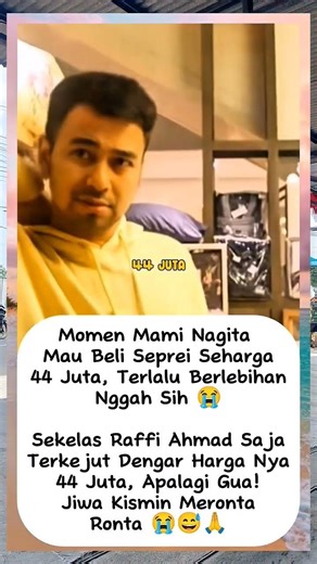 Raffi ahmad terkejut saat nagita beli seprei seharga 44 juta