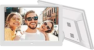 Digital Picture Frame 10 Inch 1280 * 800 IPS HD Display via USB or SD Card, 16 GB Digital Frames for Photos, Gift for Family and Friends, Controlled by The Remote (White)