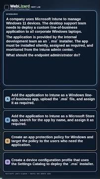 MD-102: Deploy an MSI with Intune Practice Question