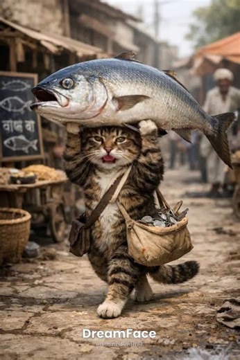 cat sell fish #cartun #comedy #ai #cat #ai tool #ai contant#ai image#ai ai photo#ai art#si generated