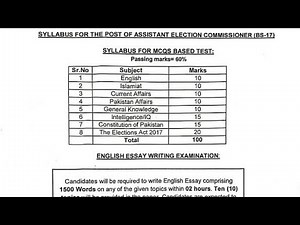 Assistant Election Commissioner ECP 2025 | Complete Syllabus & Latest Updates Explained