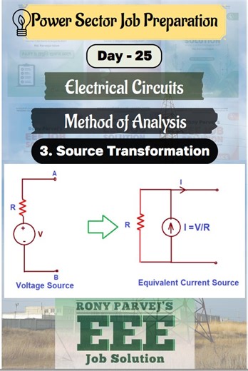 12K views · 203 reactions | Day-25: EEE Job Solution (Rony Parvej)-Method of Network Analysis: Source Transformation #EEE #eeejobs #ronyparvej #diploma #Polytechnic #BSCEEE #BUET #KUET #CUET #RUET | বাংলায় EEE - Academic to Job | Facebook