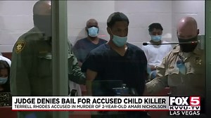 A judge on Wednesday denied bail for Terrell Rhodes, the man accused of murder in the disappearance of Las Vegas toddler Amari Nicholson. Joe Vigil - KVVU shares more from this morning's hearing. READ MORE: bit.ly/3uJ9ZNs | FOX5 Las Vegas
