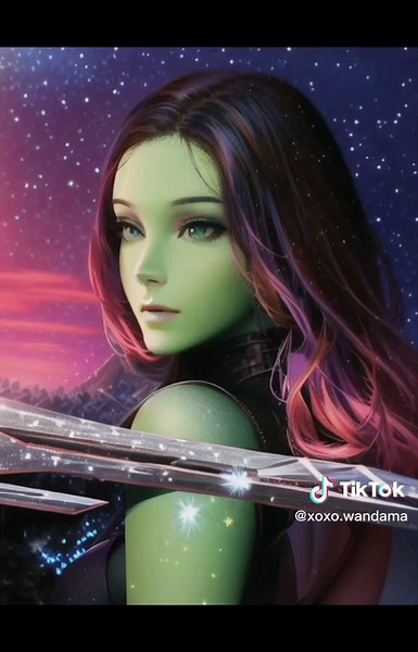 Transformation of Gamora from Guardians of the Galaxy into an Anime Character
