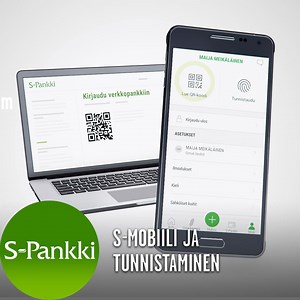 S-mobiilin tunnistamisella voit kirjautua tietokoneen selaimella käytettävään verkkopankkiin ilman tunnuslukutaulukkoa. 💻 📱 = ☺️ Katso video ja lue lisää S-mobiilin tunnistamisesta! ▼ S-mobiilin tunnistamisella voit 💎 kirjautua verkkopankin ja S-mobiilin lisäksi pankkitunnuksia vaativiin palveluihin, esimerkiksi Verohallinnon ja Kelan palveluihin sekä Omakantaan. 💎 vahvistaa maksuja verkkopankissa sekä verkkokaupoissa. 💡 Jos sinulla on S-Pankin verkkopankkitunnukset hukassa, voit ottaa S-mo