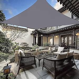 Shade Sail Rectangle 10'×13' Gray UV Block Canopy Waterproof Sun Shade for Backyard Patio Garden Pool Customized
