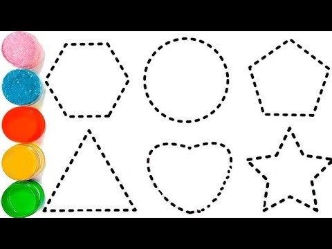 Geometric shapes drawing and colouring step by step for kids and toddlers
