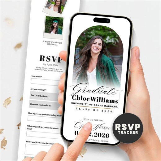 Graduation Open House Invitation Website, Online RSVP Guest Tracker, Class of 2026 Canva Template, Text Message Evite - Etsy
