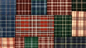 Tartan patterns are characterized by their plaid designs that feature changing colours and configurations Stock Video