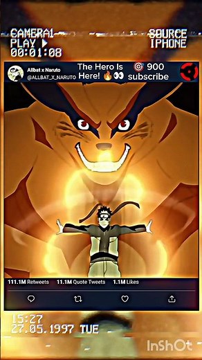 Naruto's Nine-Tails Mode Entry 🦊🔥 | The Hero Arrives #vairalvideo #narutoshippuden