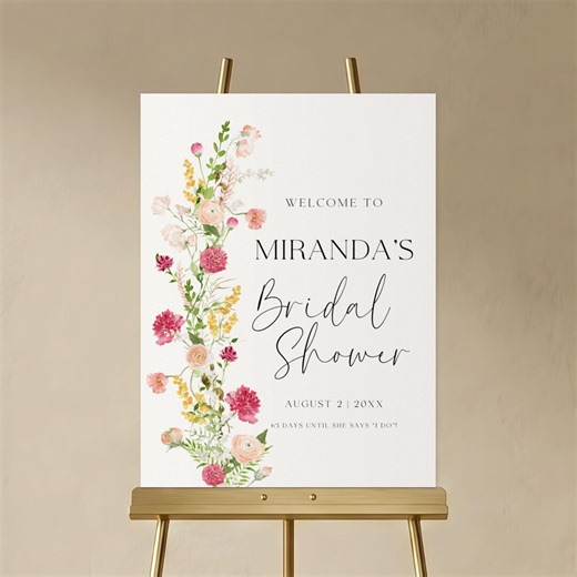 Floral Bridal Shower Welcome Sign, Editable Canva Poster - Etsy
