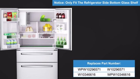 UPGRADED WPW10296571 Refrigerator Glass Shelf Compatible with Whirlpool KitchenAid Maytag Fridge Crisper Glass Replacement,Tempered Glass Crisper Drawer Cover Insert W10296571 W10346616 Glass Shelf