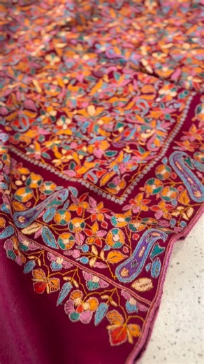 Phamb ® on Instagram: "Pashmina Handwoven Jamawar Shawl ✨ Deep maroon base brought to life with intricate multi-color handwork — a true expression of Kashmiri heritage and timeless luxury. Each Jamawar motif is meticulously crafted by master artisans, making this piece a collectible heirloom. 🔸 Authentic handwoven Pashmina 🔸 Rich deep maroon base 🔸 Detailed multi-color Jamawar handwork 🔸 GI craftsmanship & artisanal finesse 💰 Price: ₹98,000 INR 💲 Approx. USD: $1,180 For connoisseurs who va
