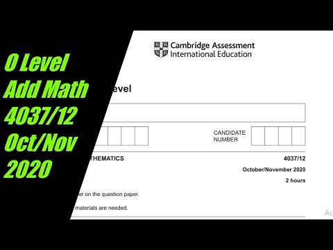 O Level Additional Mathematics Paper 1 4037/12 Oct/Nov 2020