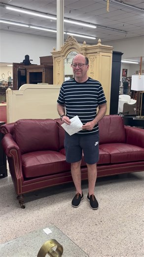 Renaissance Interiors on Instagram: "$5595 .. A Classic And Amongst The Finest Sofa’s Made, Hand Crafted In The USA, Mckinley Furniture Leather Sofa In Amalfi Candy Apple Red With Nailhead Trim (Retails @ $9000) .. 88” Long x 36” Deep $4295 .. Pair Of Exquisite McKinley Furniture Armchairs In Pahala Parrot Fabric With Spanish Moss And Cuban Tile Details"