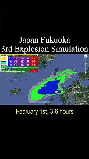 Japan Fukuoka 3rd simulation, Radiation over 24 hours 日本・福岡 第3回シミュレーション：24時間にわたる放射線量 #nuclearbombs