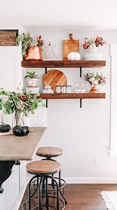 Sharing my open kitchen shelves styled for Fall in under 90 seconds!...