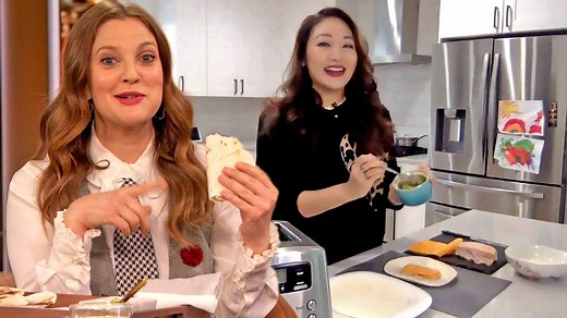 Michelle Park teaches Drew and Ross Mathews how to make her Tiktok-famous quesadilla panini using a toaster! 🍞 | The Drew Barrymore Show