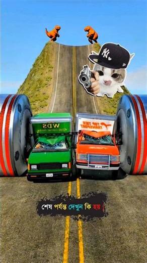 Trucks vs Giant Crusher! 💥 T-Rex Hill Crash Simulation #Shorts