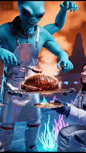 SpaceX Astronauts Try Alien BBQ on Titan! 👽🔥 #cooking #grilltime #chef #spacex #alien #shorts
