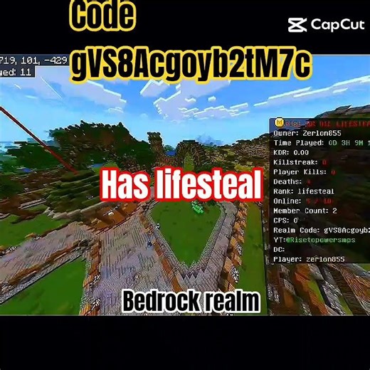 Minecraft realm codes MCPE 1.21 #minecraft #lifestealsmp #bedrock #fyp #viral