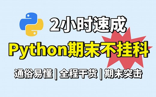 【Python速成】2小时Python期末急救，考试不挂科！含基础知识 实战案例讲解，考前速成，Python入门，Python速成