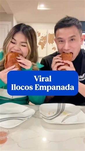 Tony Nguyen l Food l Rave l SF on Instagram: "@yourglobalfoodiebff & @charweeezy APPROVED 👍 Orange you glad you found this? The viral Ilocos Empanada has officially landed in Daly City. What’s Inside? It’s all about that signature orange crunch! • The Crust: Made from pounded rice flour tinted with achuete (annatto) for that vibrant sunset glow. • The Filling: A savory mix of shredded green papaya, hearty mung beans (monggo), and the star of the show—garlicky, smoky Ilocos longganisa. • The Fin