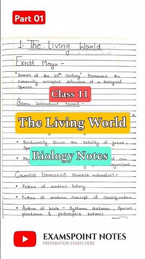 The Living World notes | Class 11 Biology Chapter 1 | Handwritten Notes for NEET #neet #shorts