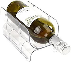 Mind Reader Stackable Wine Bottle Storage Rack for Kitchen Counter Tops, Pack of 2, Clear