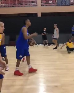 That one counts! 🏀 Casual half-court shot ang na-shoot ni veteran center Rafi Reavis at in a great mood ang buong Magnolia Hotshots, na ngayon ay in solo second sa Philippine Cup. 🎥 Instagram/ rafireavis | One Sports