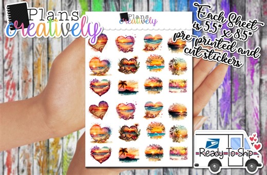 Paradise Summer Planner Stickers – Matte Kiss-cut Stickers (8.5x5.5" Sheet) - Etsy