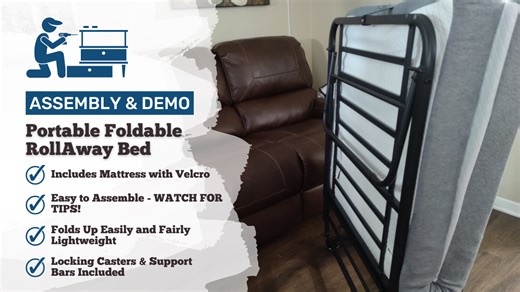 Watch Demo and Assembly Tips - Portable Foldable RollAway Bed on Amazon Live