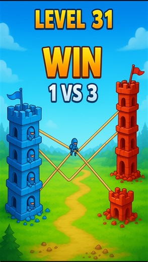 Tower War Level 31 😱 | 1 vs 3 Impossible Win | Strategy Game #shorts