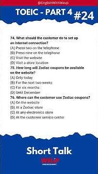 TOEIC Part 4 Practice No.24 | 1 Short Talk – 1 Question | TOEIC対策